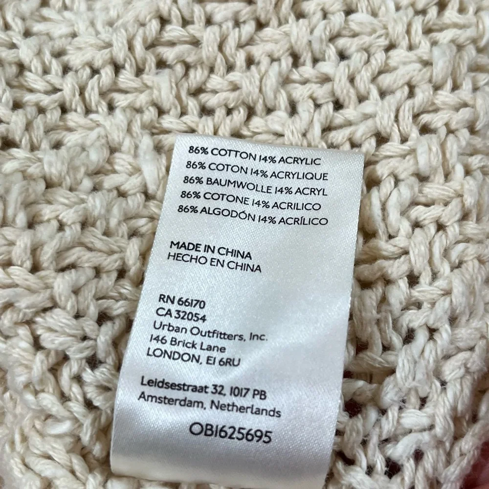 Free People Womens XS Sweater‎ Beige Cable Knit Oversized Chunky Crop